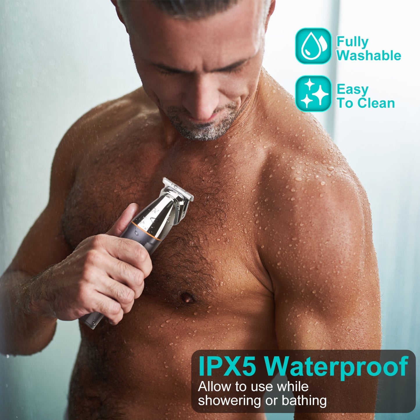 1Set All In One Beard Trimmer For Men With 5 Trimmer Heads IPX5 Waterproof Electric Razor For Face Nose Body Beard Cordless Hair Shaver Clipper Grooming Kit For Men Husband Father