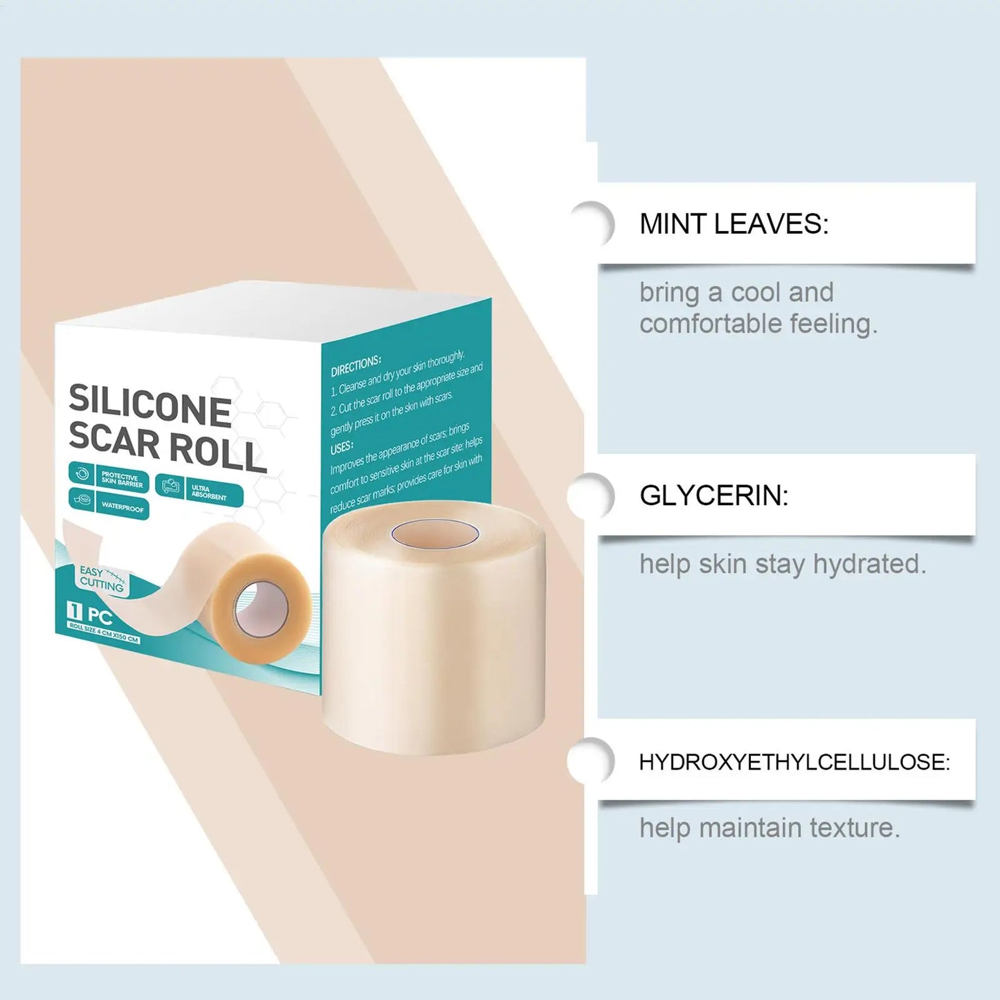 Silicone scar patch hydrocolloid roll self-adhesive ydrocolloid patch bandage highly absorbent for burn blister wound care