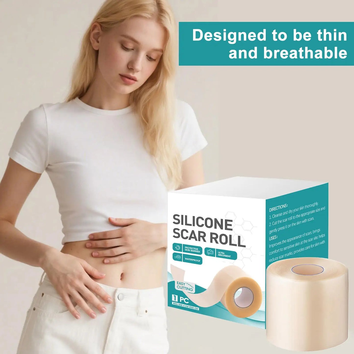 Silicone scar patch hydrocolloid roll self-adhesive ydrocolloid patch bandage highly absorbent for burn blister wound care