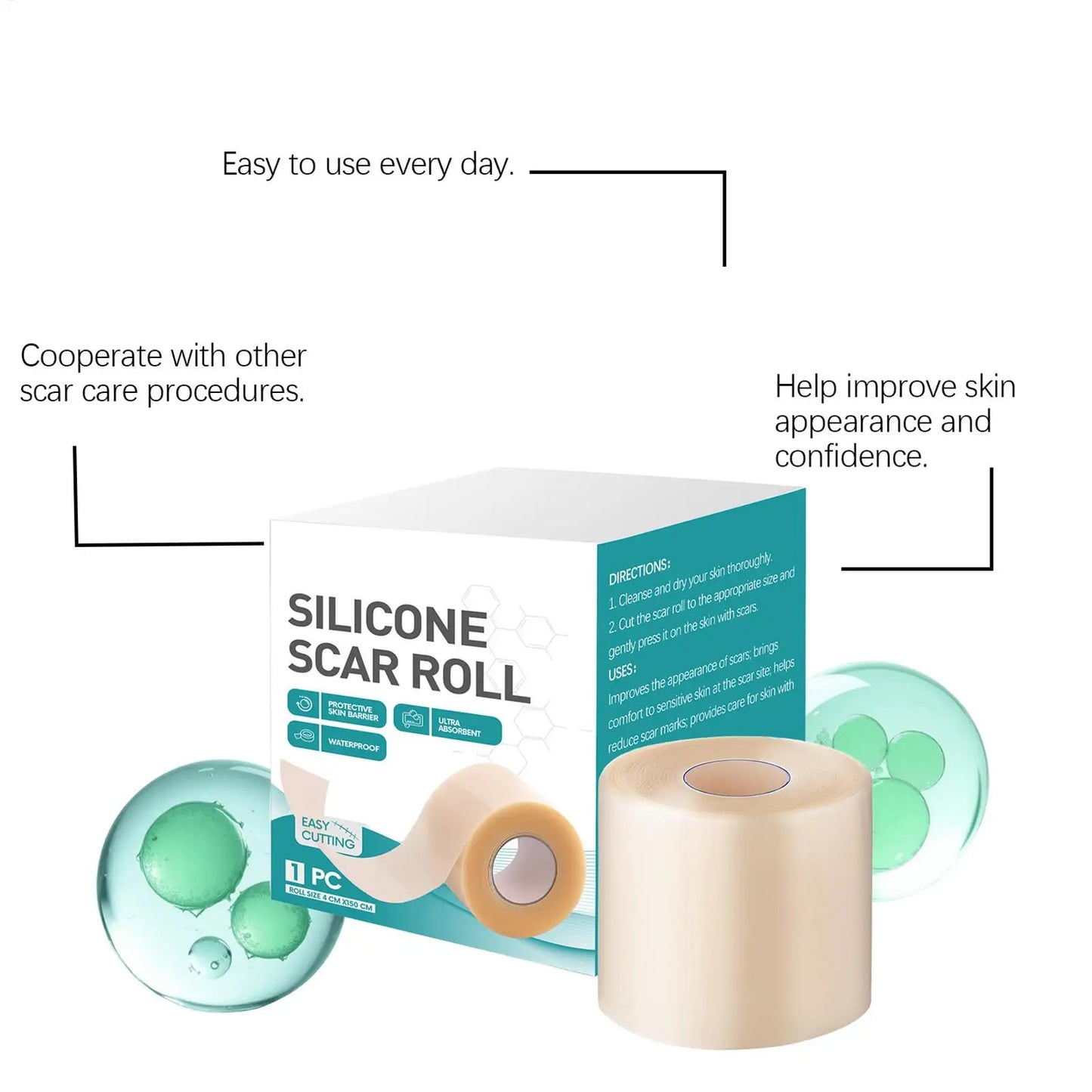 Silicone scar patch hydrocolloid roll self-adhesive ydrocolloid patch bandage highly absorbent for burn blister wound care